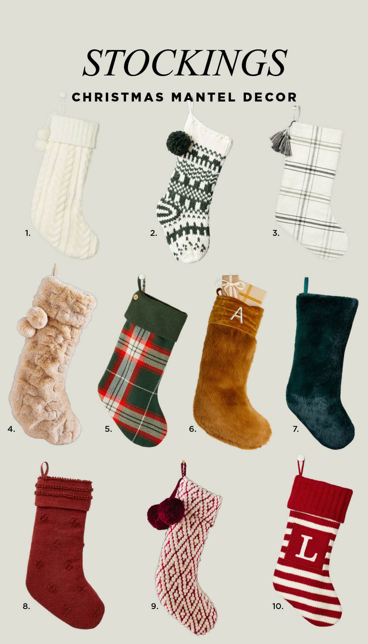 Stylish Stockings for Your Christmas Mantel Decor