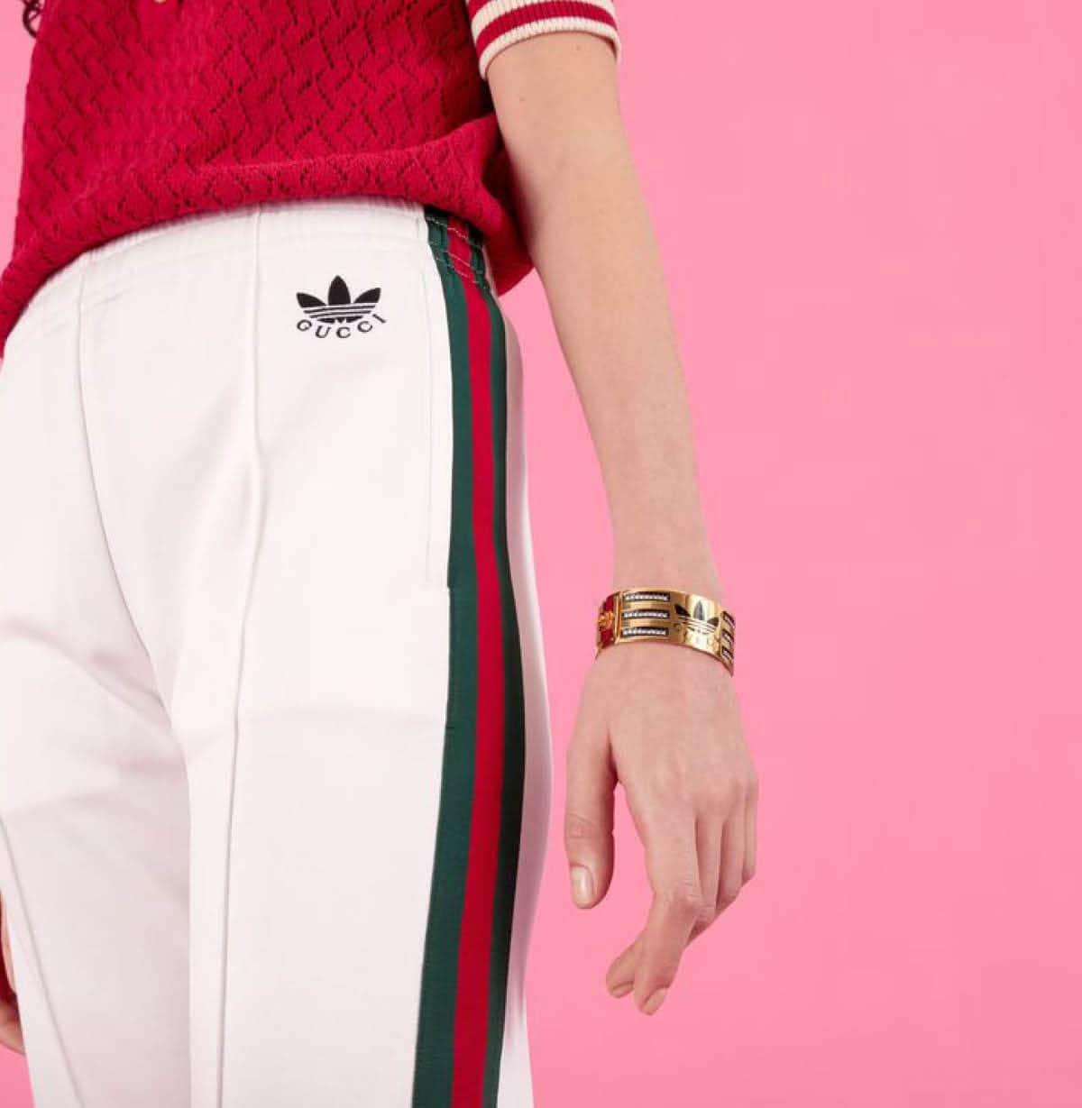 Unique gifts for her - funky adidas gucci joggers and bracelet