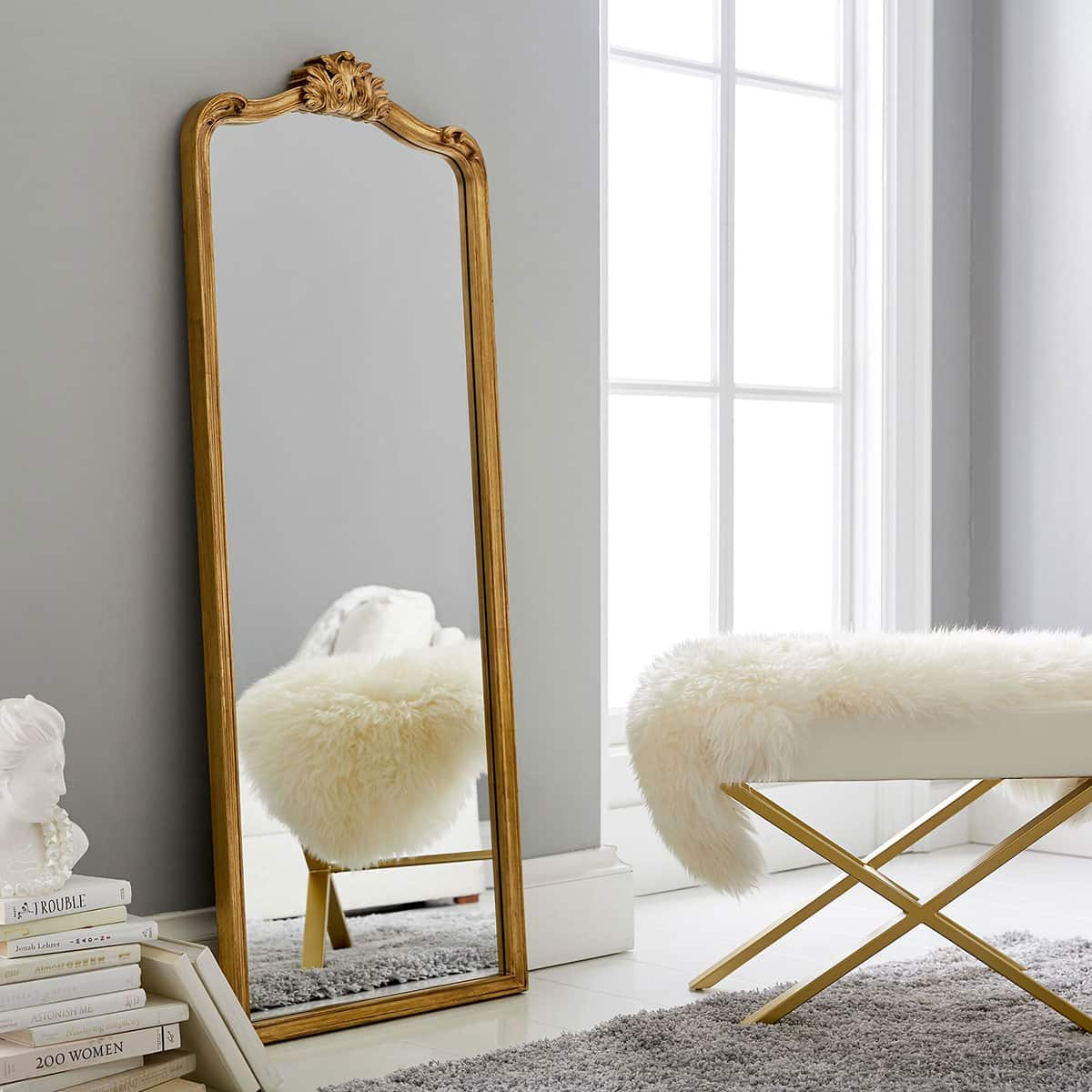 Copenhagen Grand Floor Mirror in Gold | Arhaus