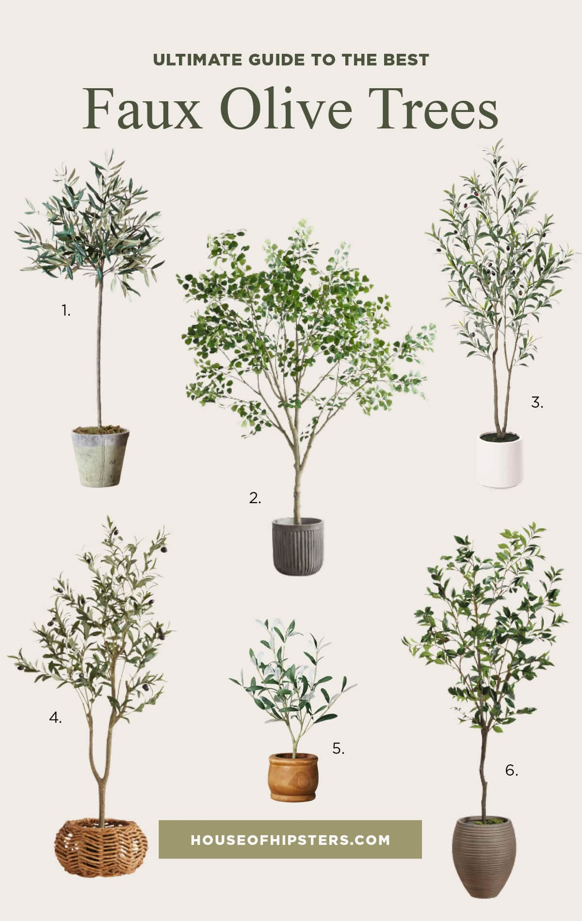 Potted Faux Olive Trees