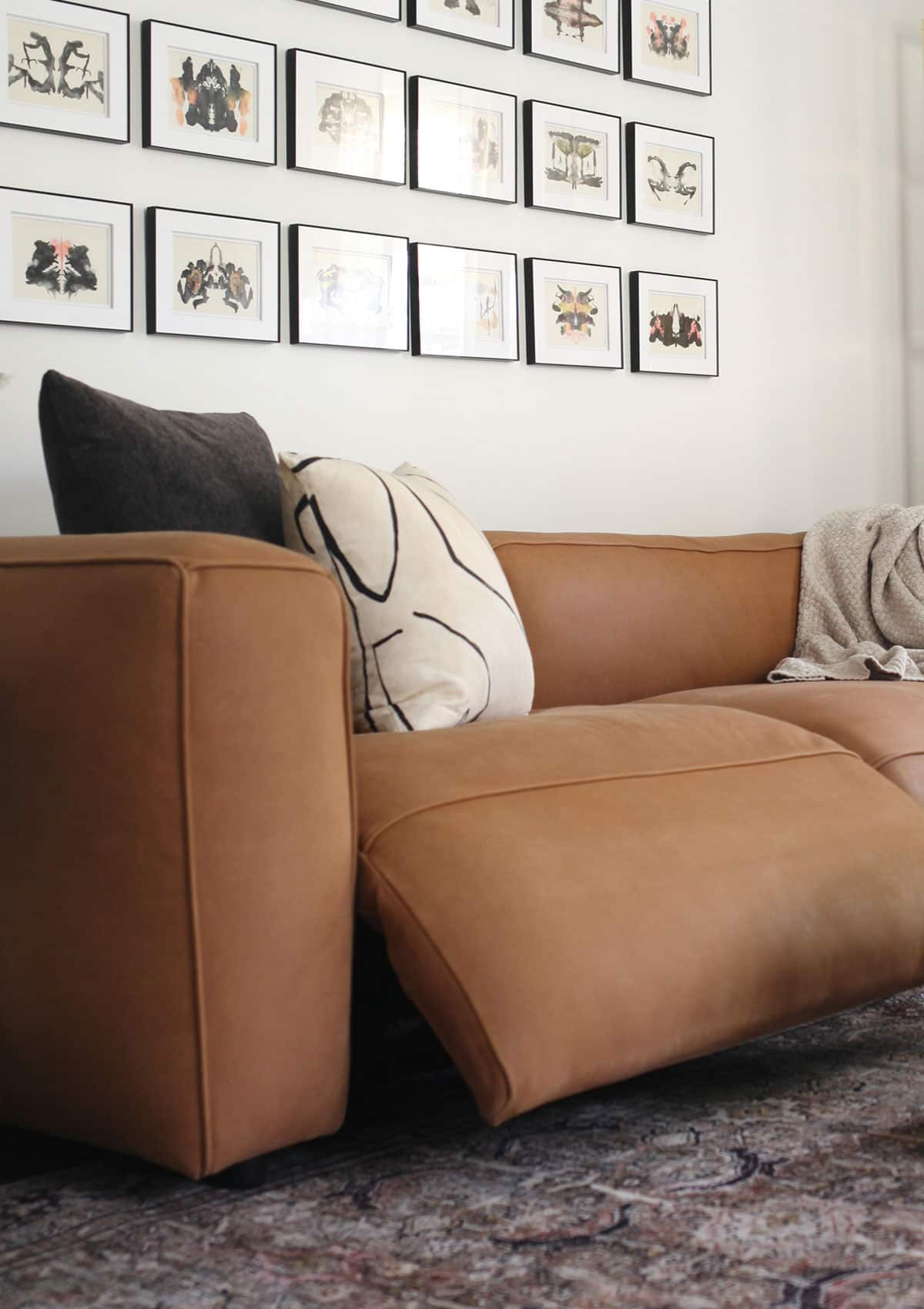 reviewing the new modern brown leather couch from Joybird