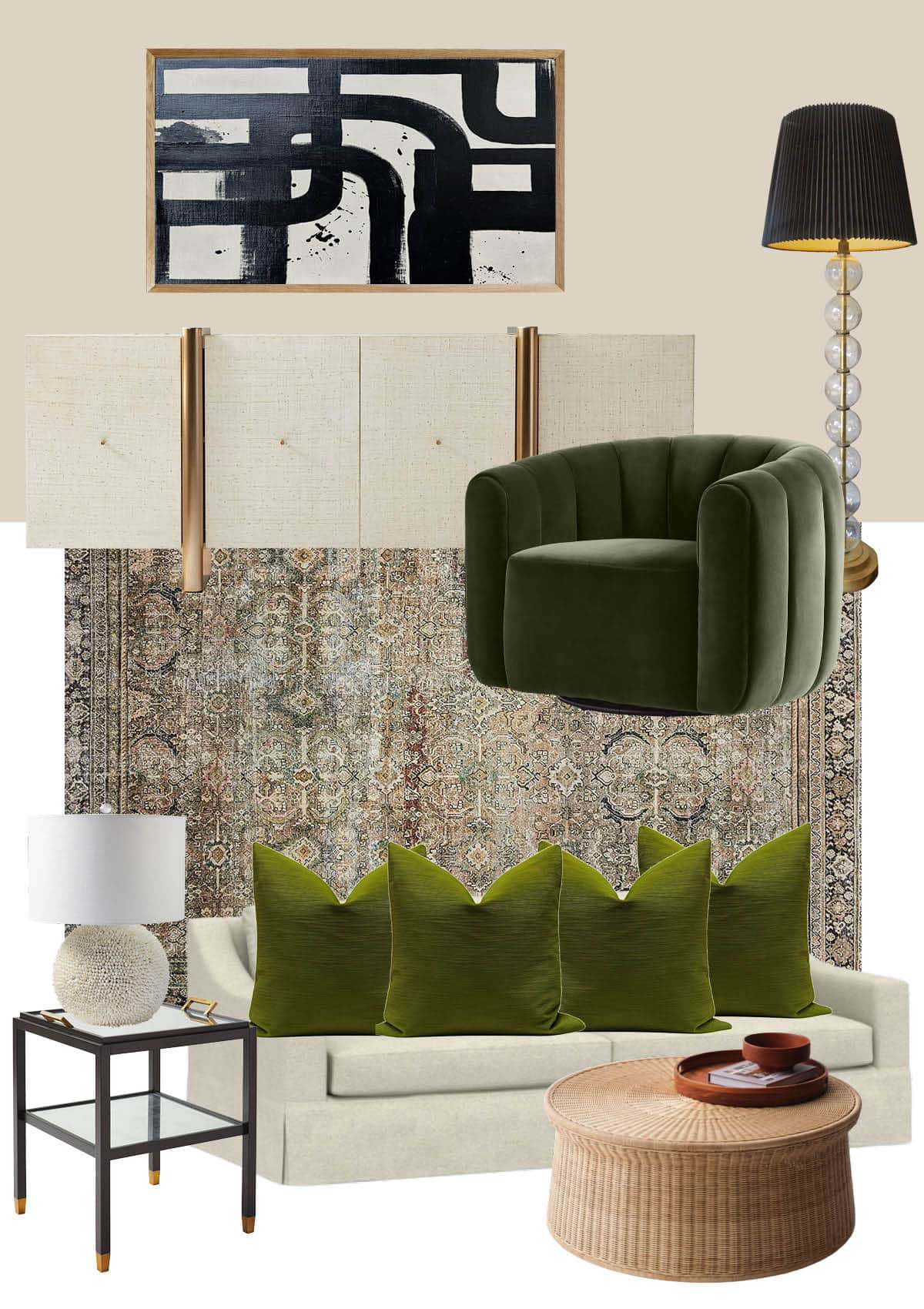 Modern living room decor ideas - virtual design mood boards