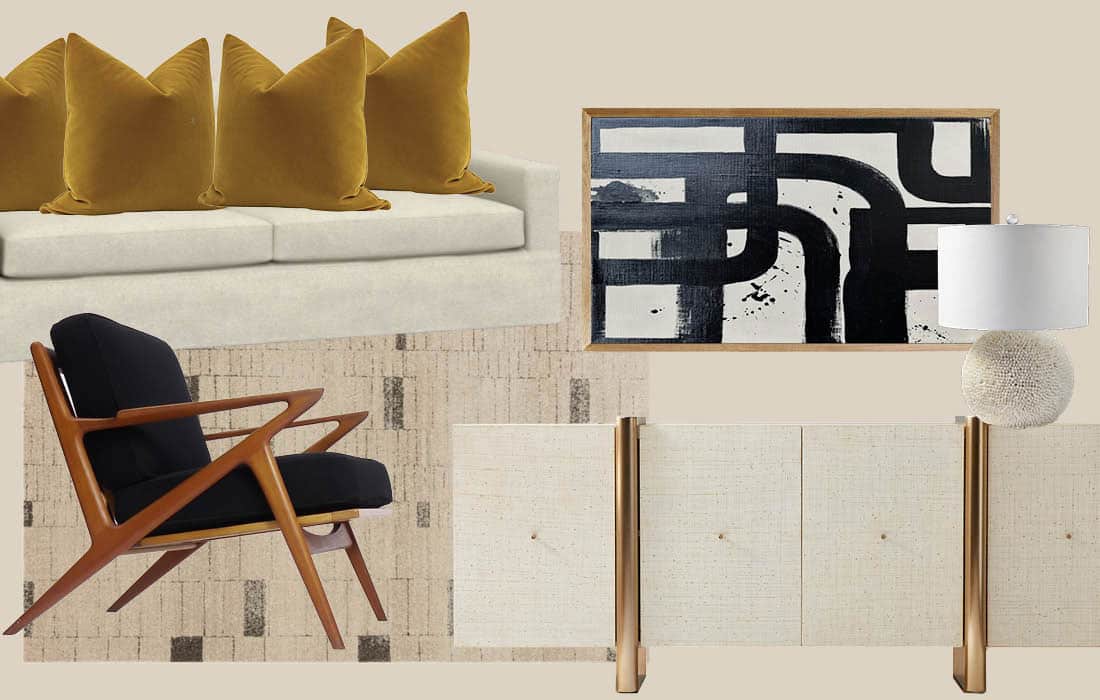 Modern living room decor ideas - virtual design mood boards
