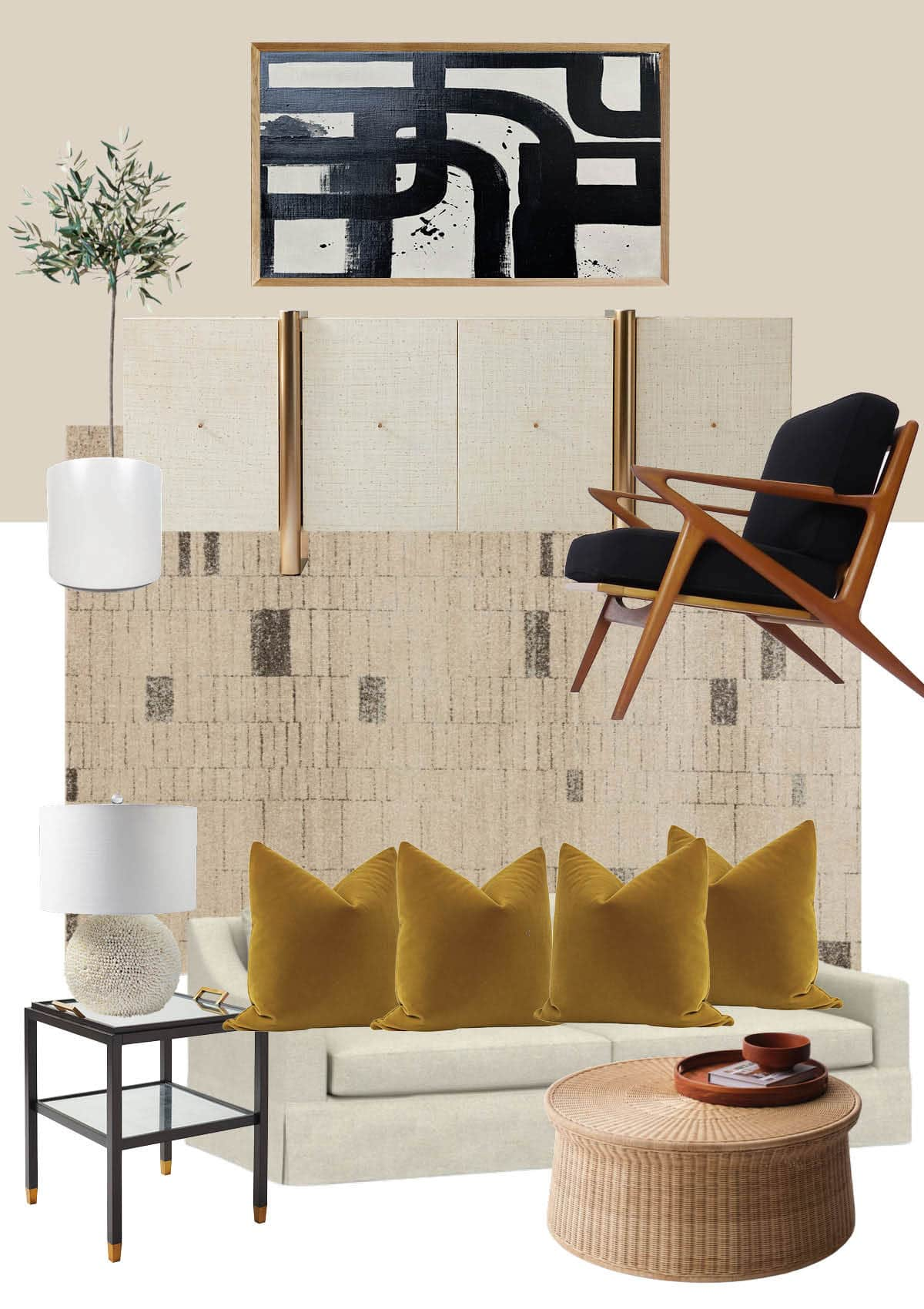 Modern living room decor ideas - virtual design mood boards