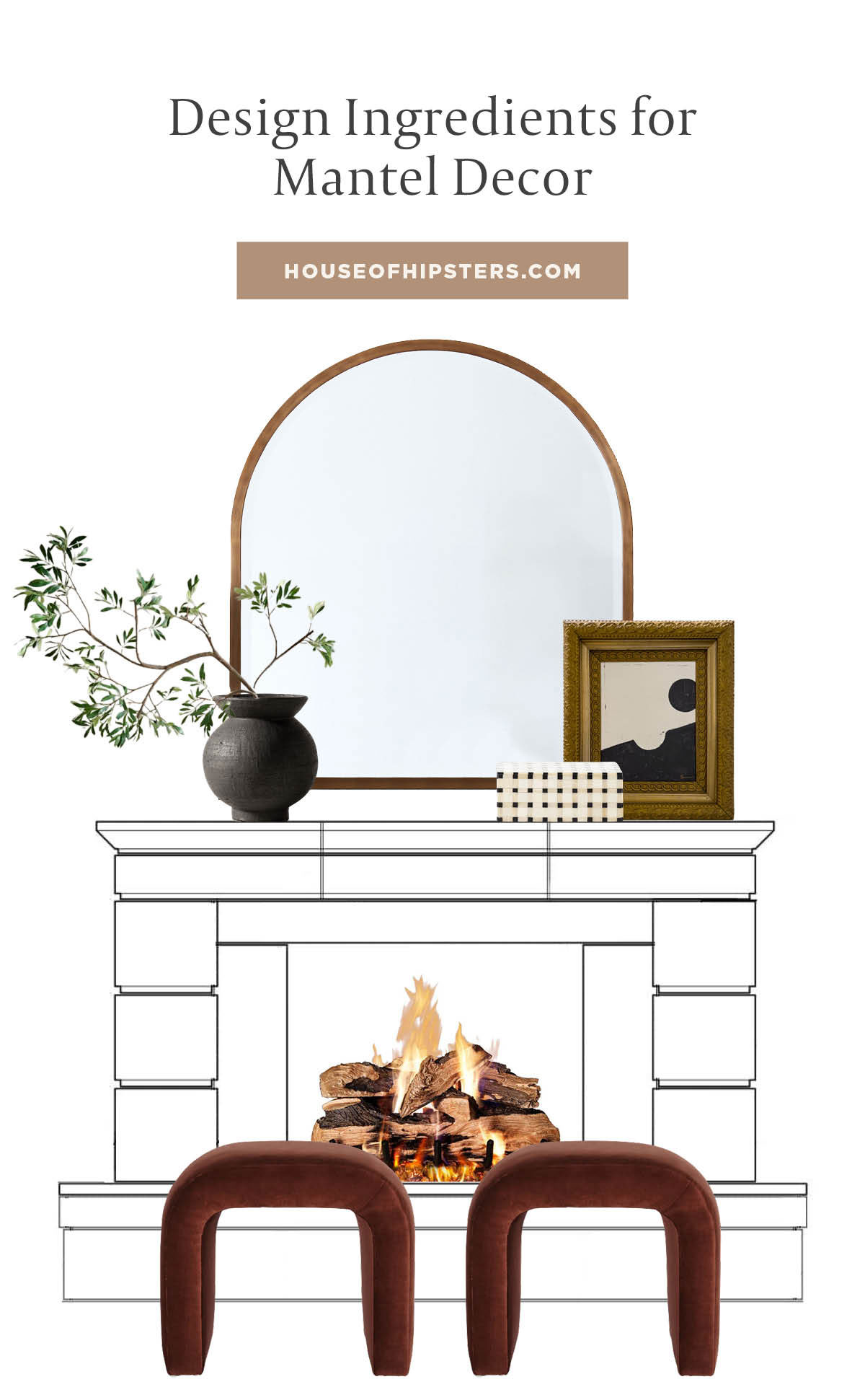 Eclectic Decorating Ideas For A Fireplace Mantel - Style your mantel with this virtual interior design mood board