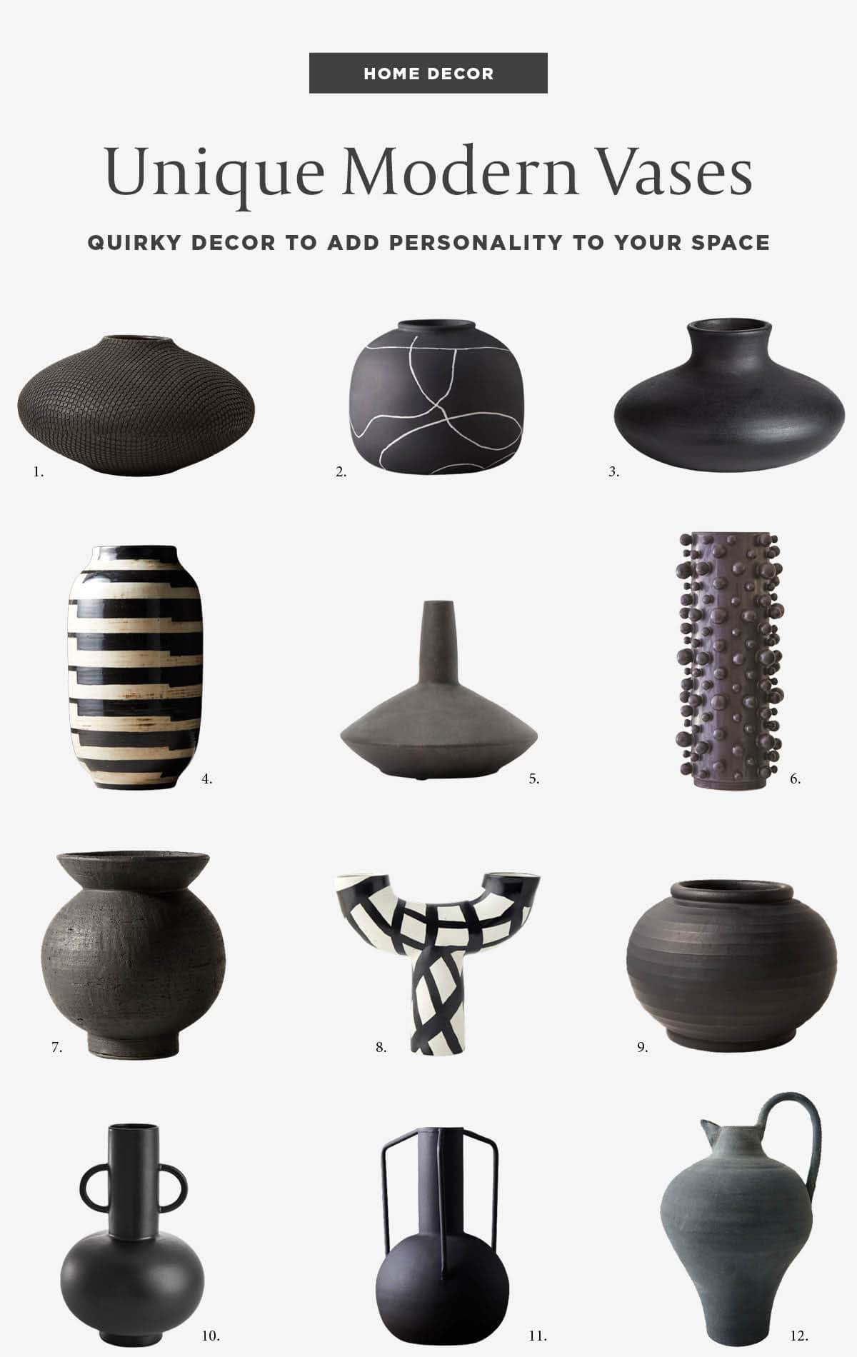 Funky Fresh: Quirky Modern Vases That Add Personality to Your Space - Looking for something out of the ordinary? Check out these unique modern black vases that add a touch of artistry and elegance to your home decor.