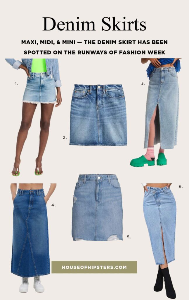 Best Denim Skirts -the jeans skirt is trending this season. Here are the best midi denim skirts, maxi denim skirts, and miniskirts to update your closet.