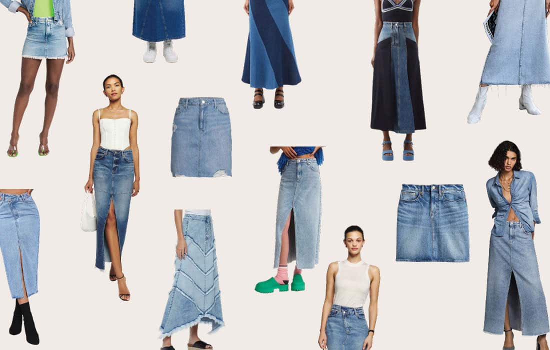 Denim skirts are trending this season. Here are the best midi denim skirts, maxi denim skirts, and miniskirts to update your closet.