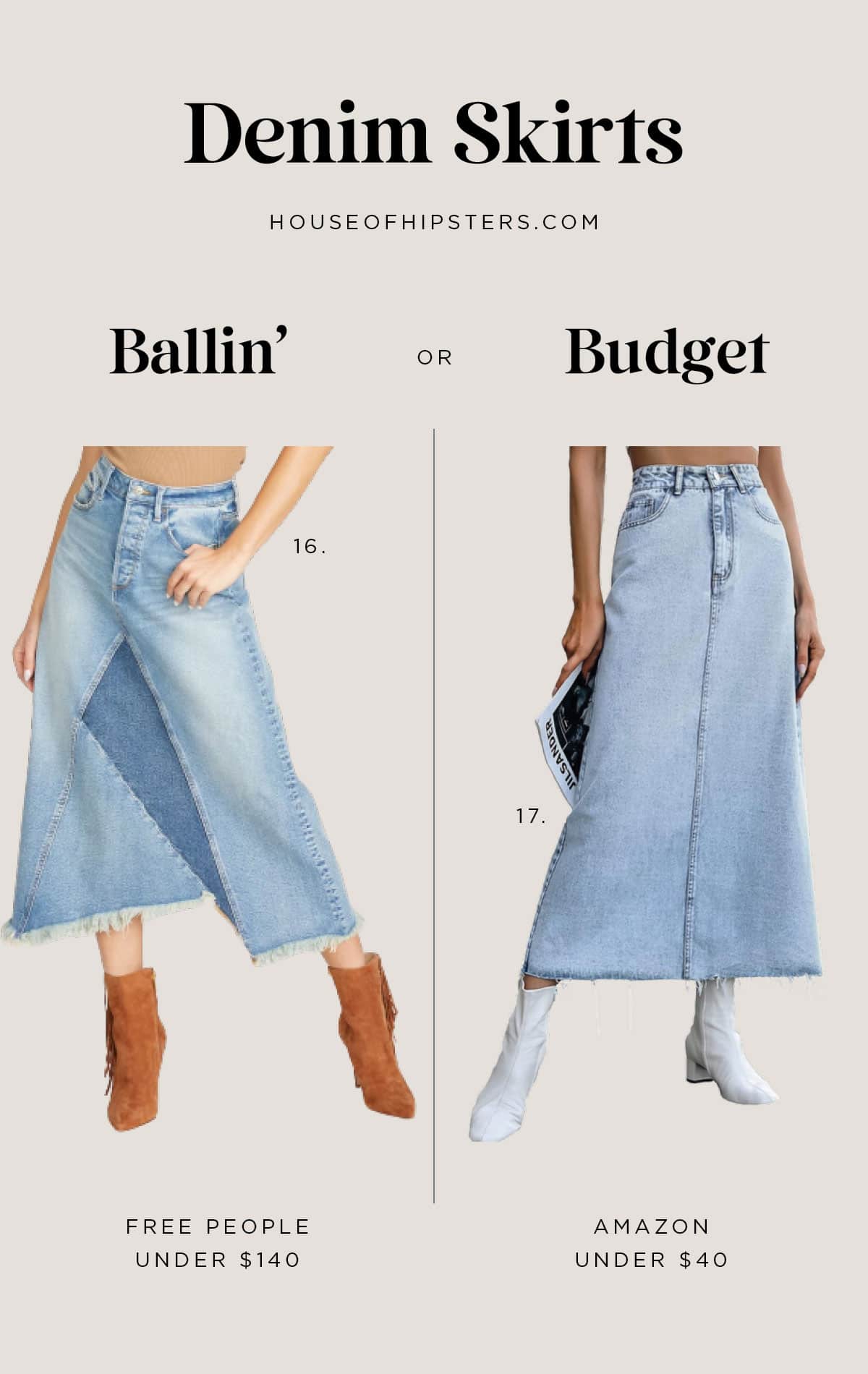 Amazon.com: Long Denim Skirts for Women Maxi Paperbag High Waist Frayed Raw  Hem A line Flare Jean Skirt with Pockets : Clothing, Shoes & Jewelry