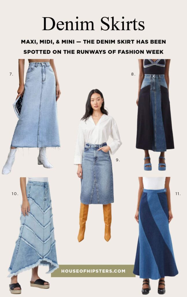 Best Denim Skirts -the jeans skirt is trending this season. Here are the best midi denim skirts, maxi denim skirts, and miniskirts to update your closet.