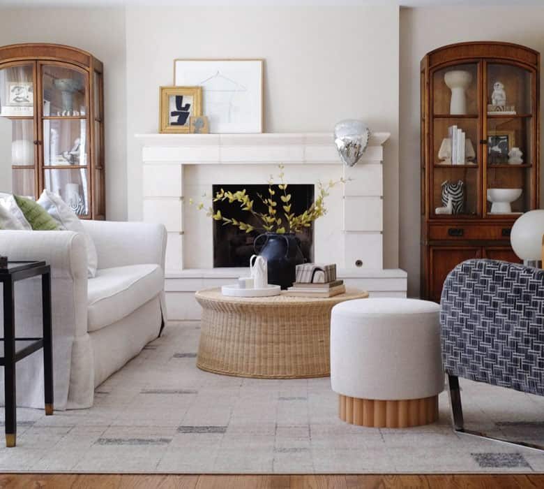 Arranging a Living Room with Fireplace and TV on opposite wall - sharing 5 living room layout options with helpful design tips to help you keep the fireplace as a focal point yet still enjoy the television.