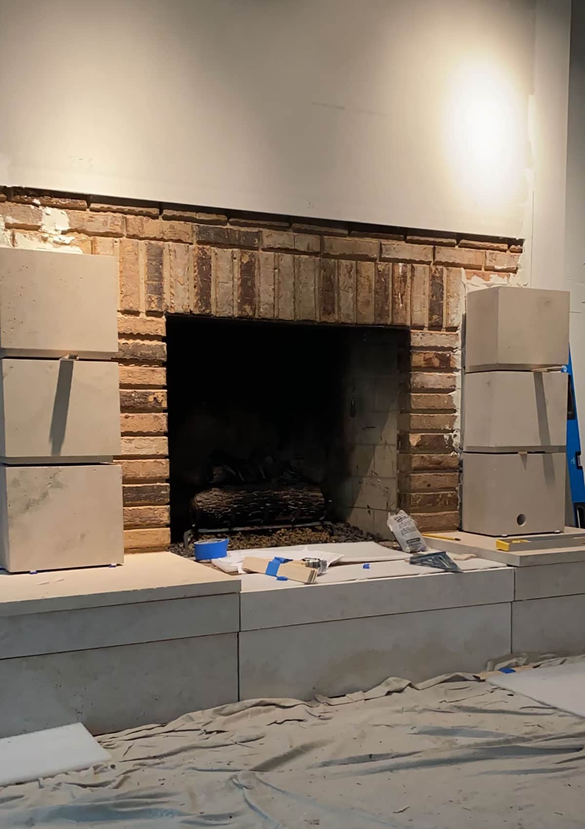 80s Brick Fireplace Before and After - Take a look at this brick fireplace makeover
