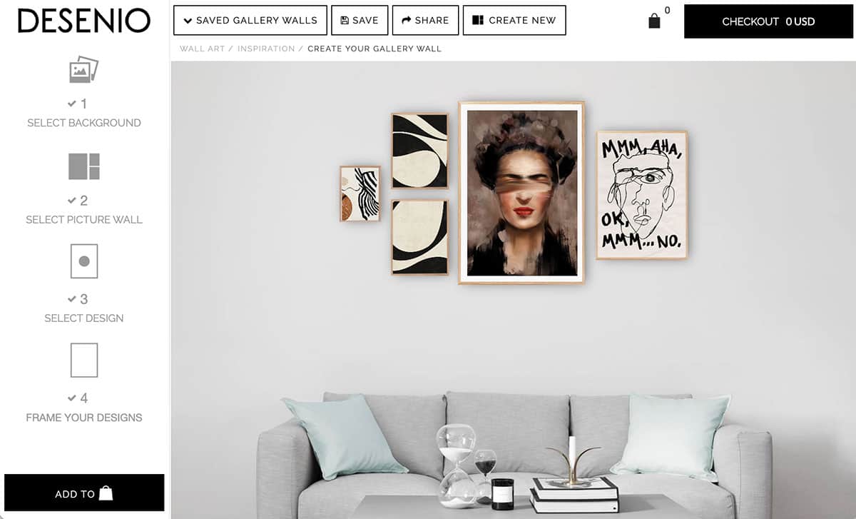 Gallery Wall Tool From Desenio helps visualize a layout of your art pieces