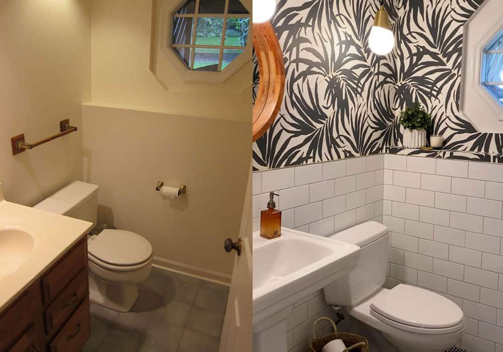 Black and White Bathroom Renovation Before and After