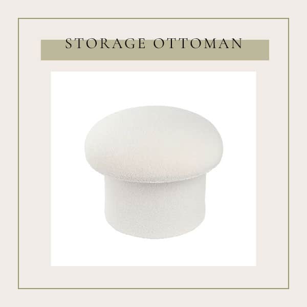 This adorable storage ottoman is multifunctional because you can also use it as extra seating