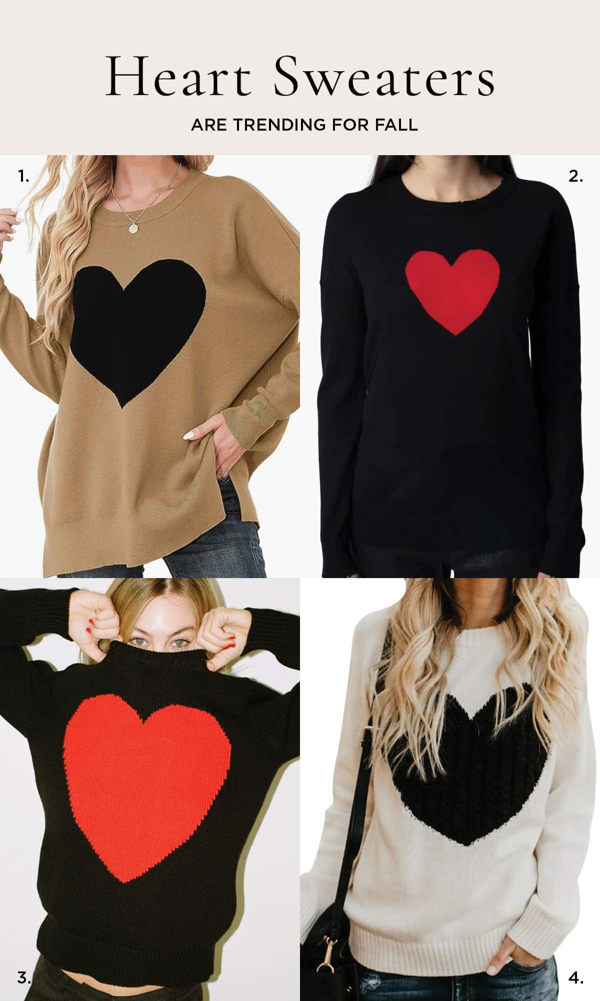 Heart Sweater Trending For Fall - Solid sweater with heart on the chest