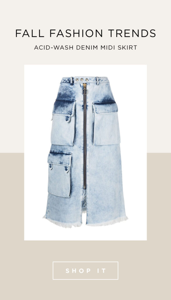 Fall Fashion Trends 2023 - denim midi skirt with cargo pockets