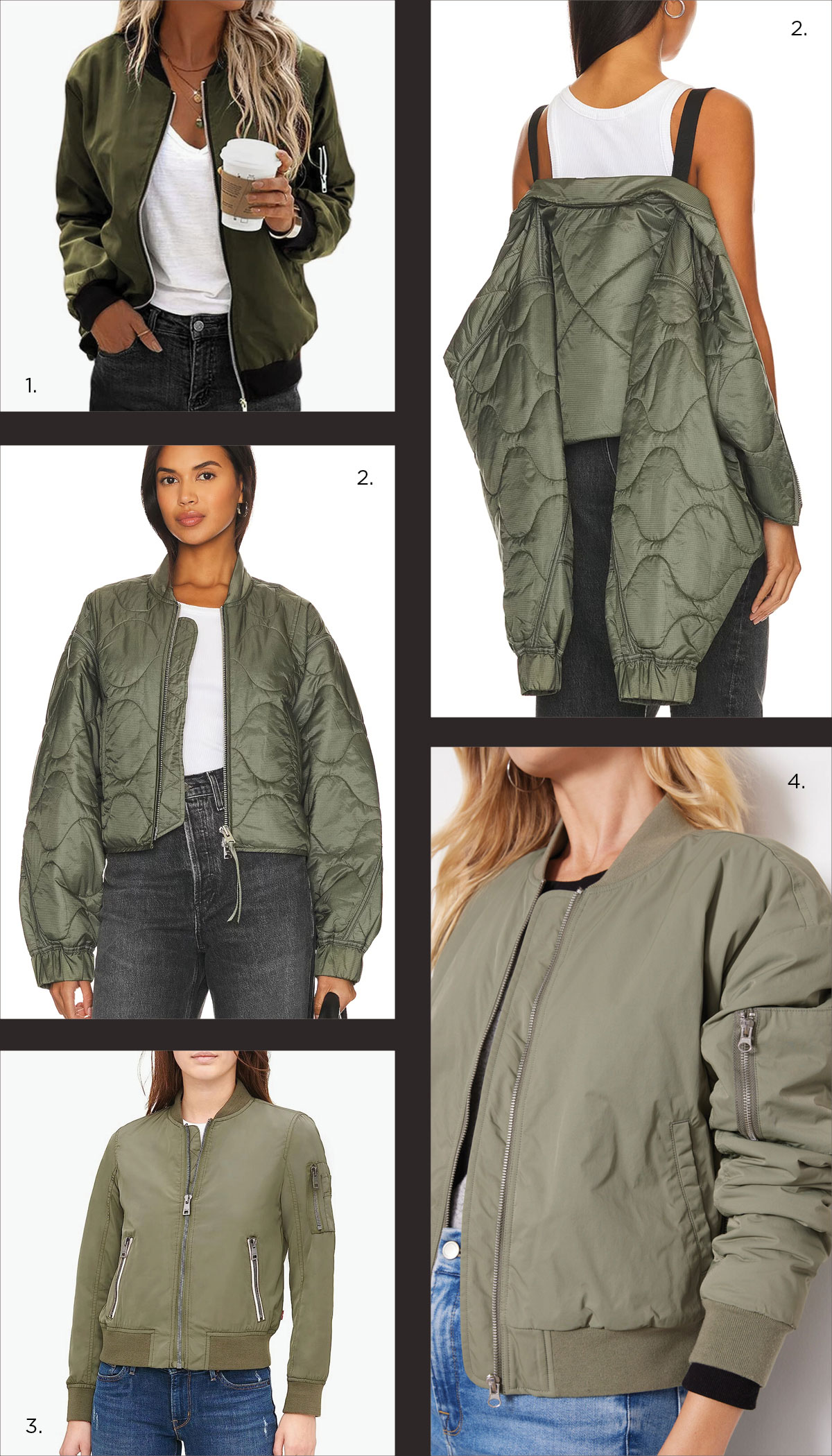 Fall Fashion Trends 2023 - The olive green quilted army jacket is trending for fall.