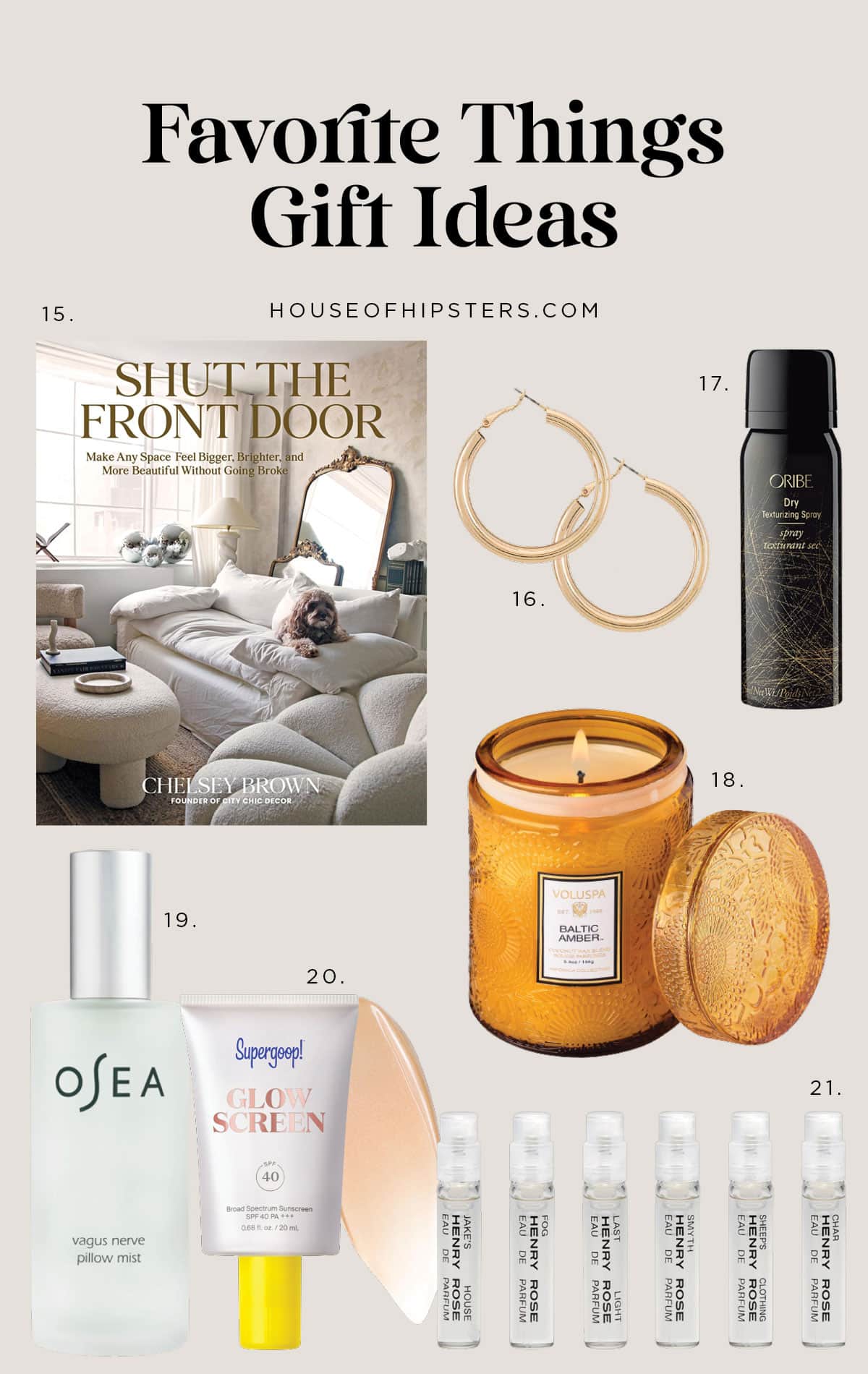 Bougie Favorite Things Gift Ideas - Get inspired by these Favorite Things Gift Ideas for your next holiday party from the best smelling candle to affordable good hoop earrings to perfume!