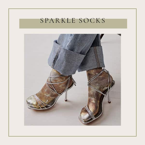Best Stocking Stuffer Ideas For Women - Unique Holiday Gift Guide 2023 - These laminated sparkle socks shine with a Mary Jane shoe or open toed sandal