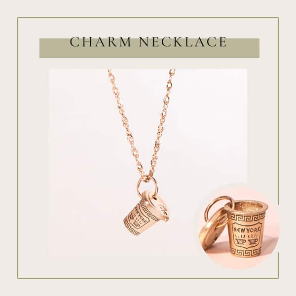 New York City Coffee Cup Charm Necklace - If she loves to travel, look for a unique charm for a pendant necklace 