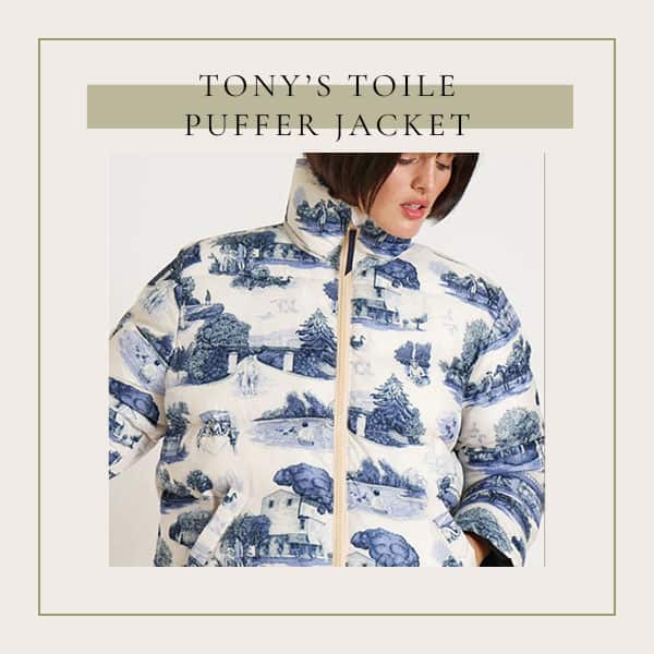 Unique Puffer Jacket From Rachel Antonoff - The Tony's Toile print has a traditional look with a Sopranos twist