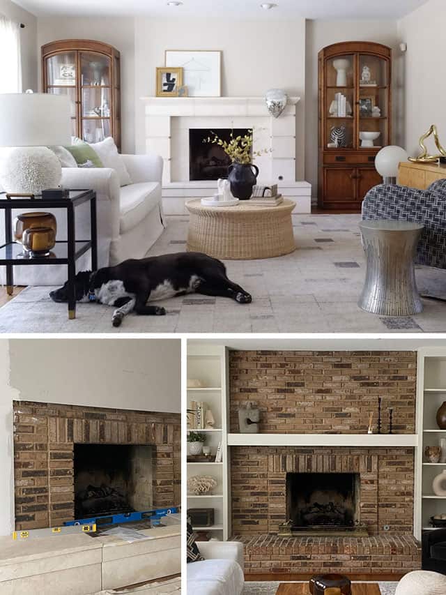 Brick Fireplace Makeover Before And After