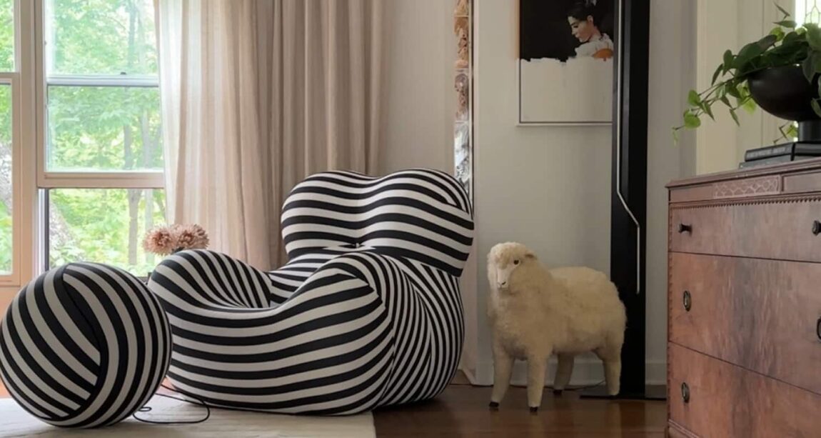 Funky black and white striped chair