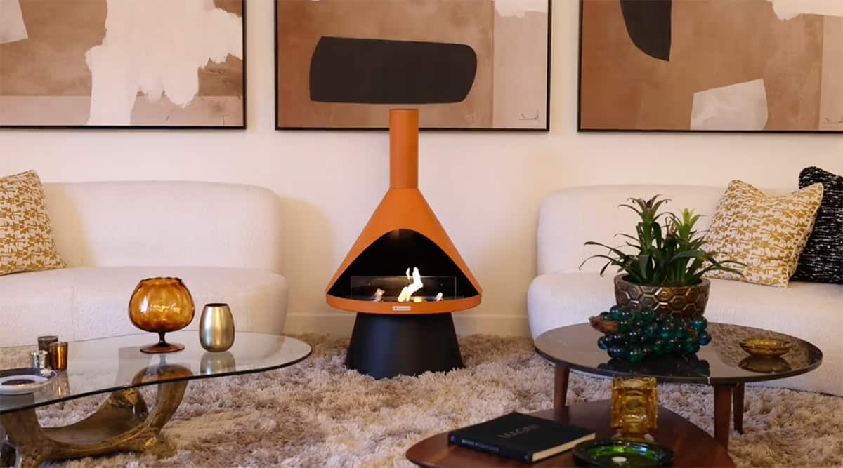 New Mid Century Modern Style Gel Fuel Fireplace