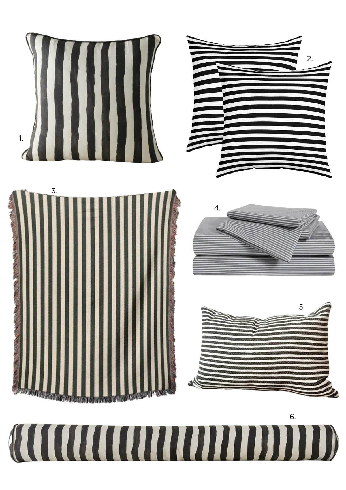 Black and white striped decor - pillows and throw blankets