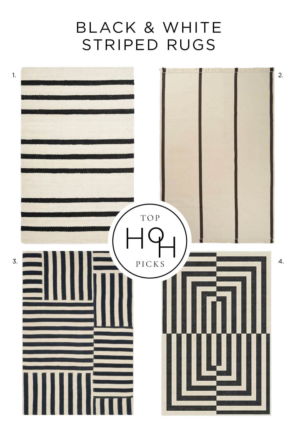 Black and white striped rugs