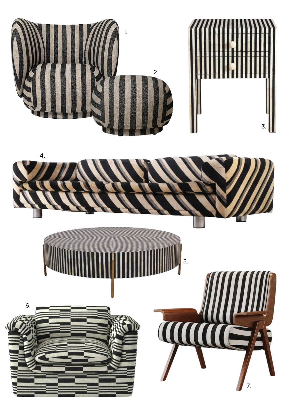 Black and white striped furniture