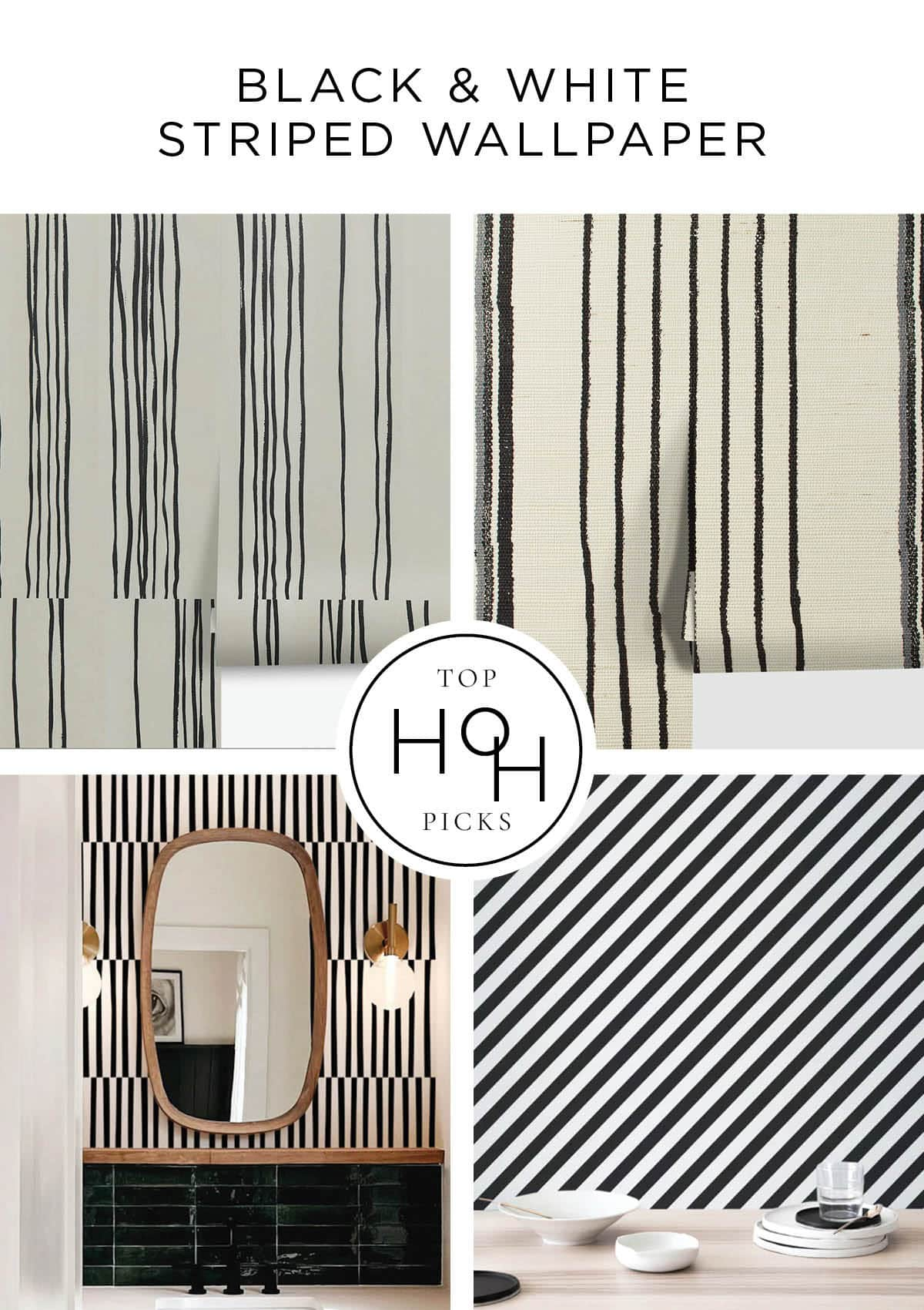 Black and white striped decor - wallpaper