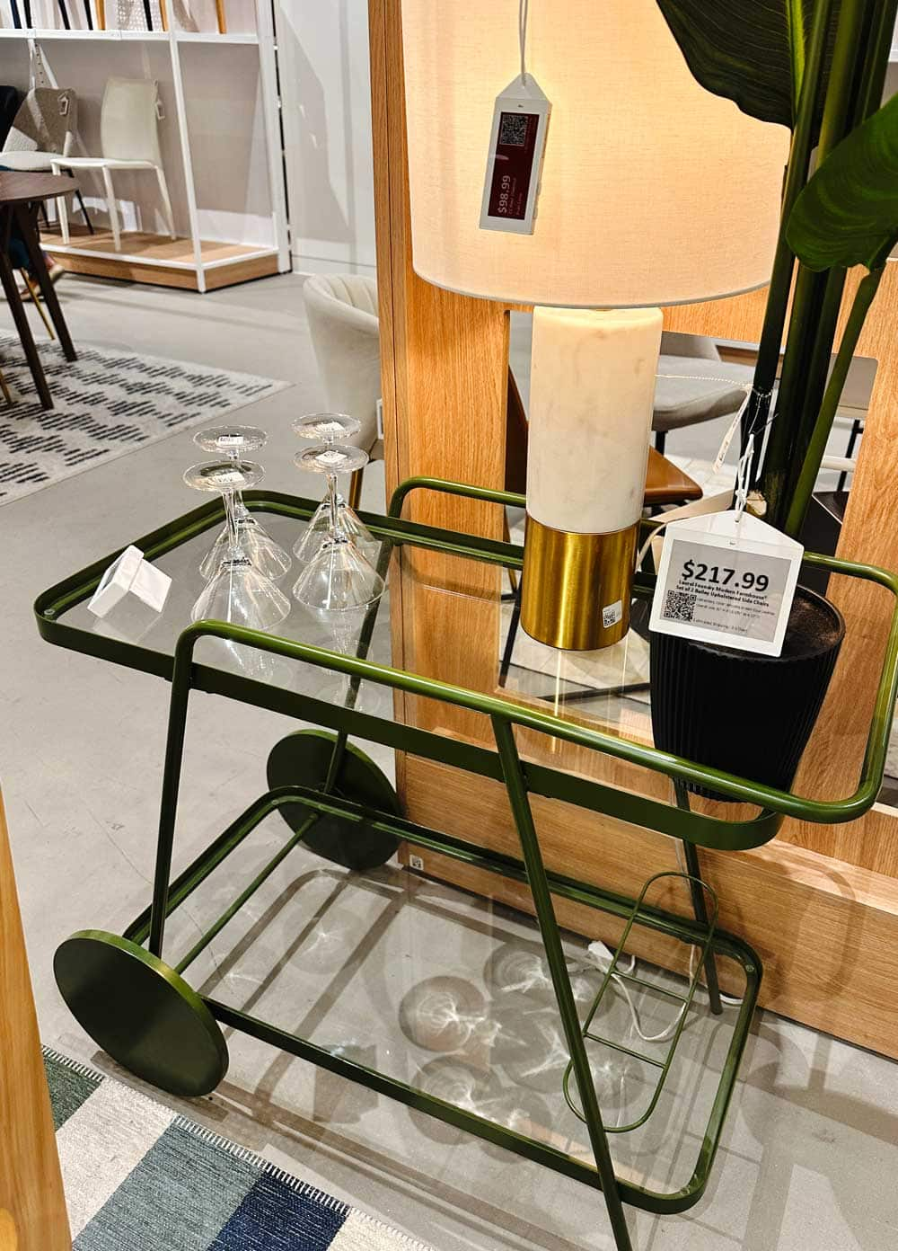 Wayfair Way Sale Decor Favorites - Mid-century modern inspired avocado green bar cart