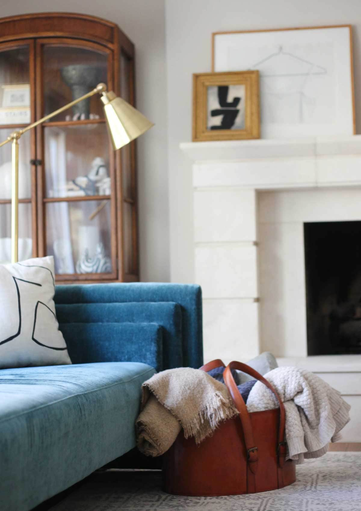 stylish leather storage basket in living room