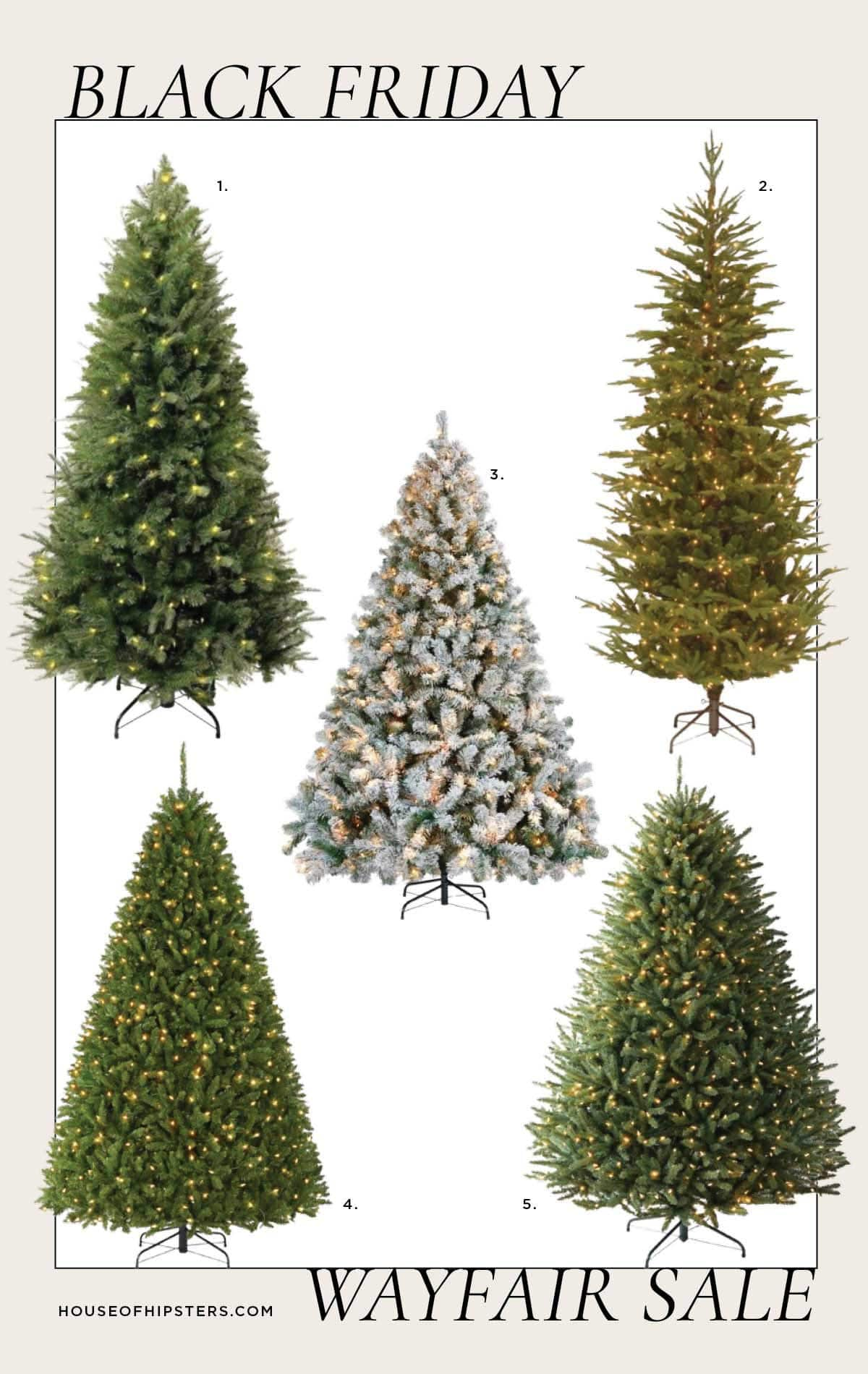 affordable pre-lit Christmas trees from Wayfair