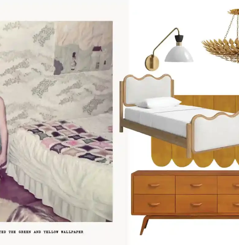 Mid-Century-Modern bedroom mood board interior design hero